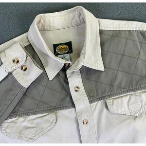 Cabelas Shirt Mens Large Beige Heavy Twill Quilted Clay Shooting Hunting